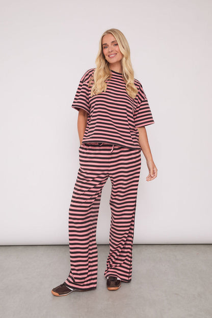 Molly Pink & Brown Super Soft Stripe Trousers