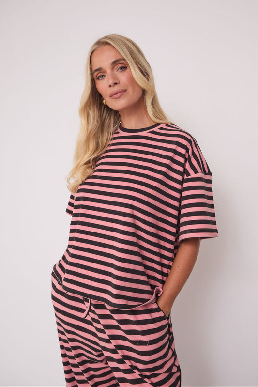 Sara Pink & Brown Stripe Super Soft T-Shirt