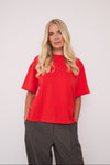 Sara Red Premium Cotton Oversized T-Shirt