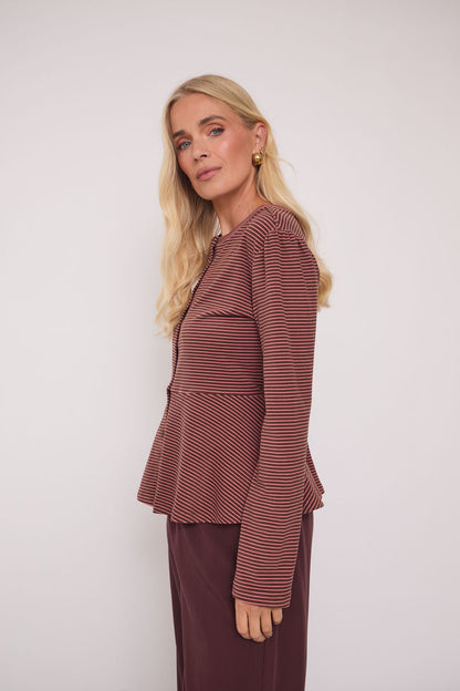 Tove Supersoft Stripe Peplum Top