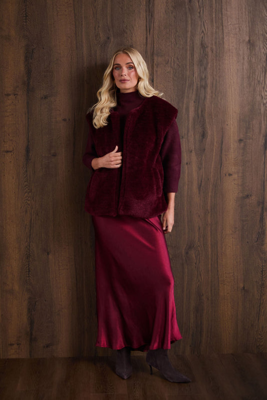 Angel Burgundy Satin Skirt