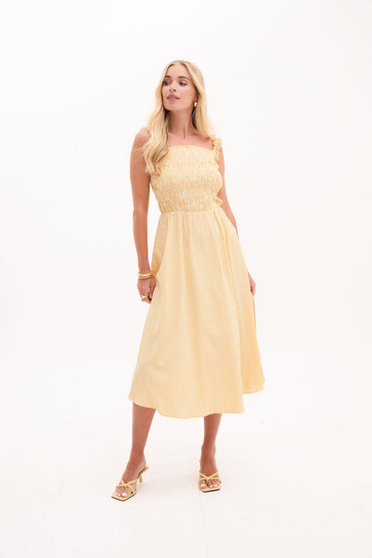 Katie Yellow & White Stripe Dress