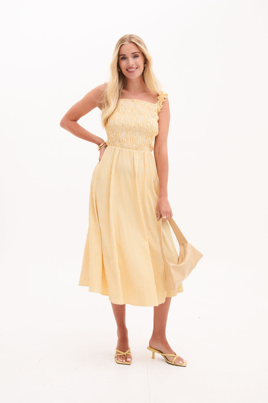 Katie Yellow & White Stripe Dress