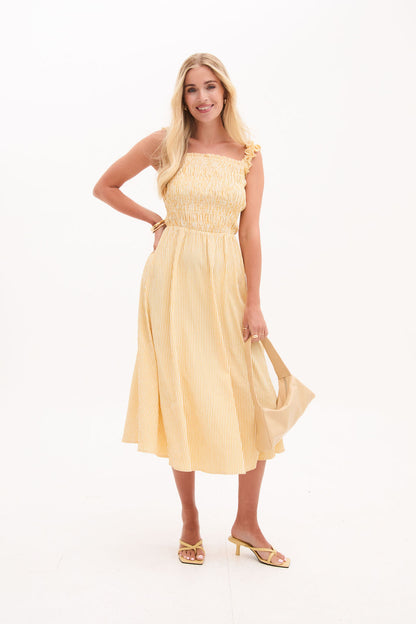 Katie Yellow & White Stripe Dress