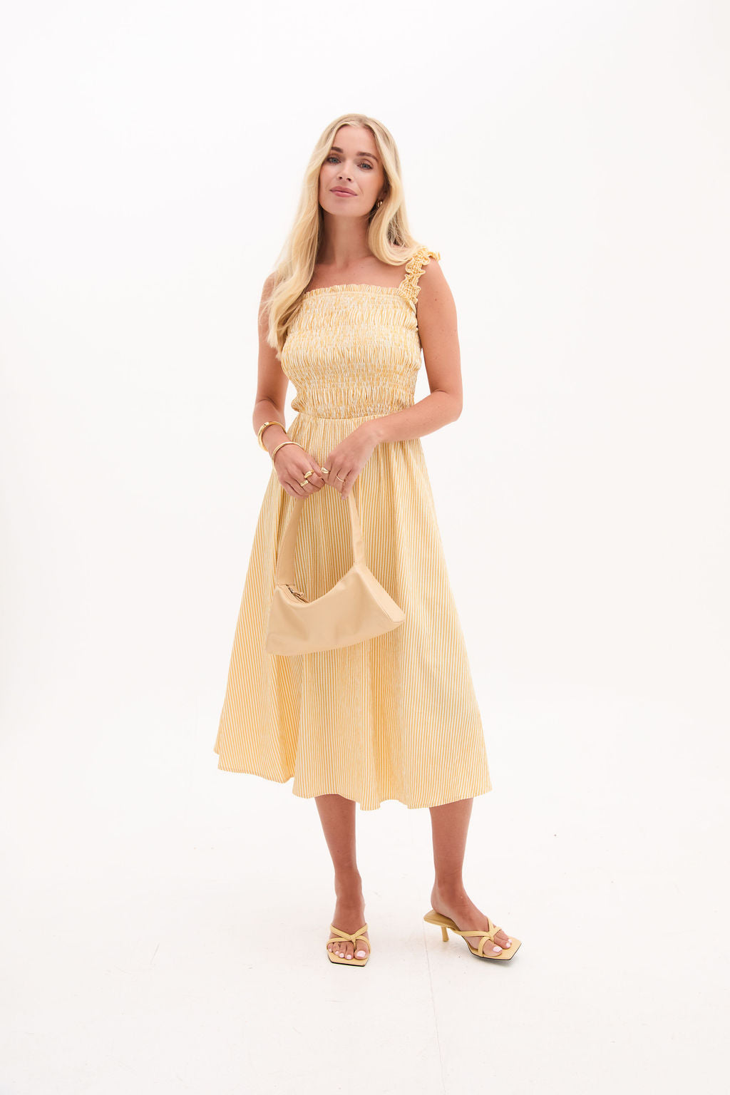 Katie Yellow & White Stripe Dress
