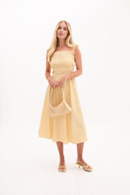 Katie Yellow & White Stripe Dress