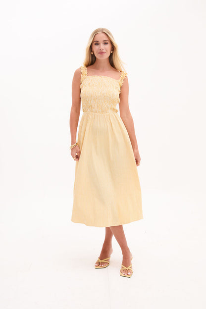 Katie Yellow & White Stripe Dress