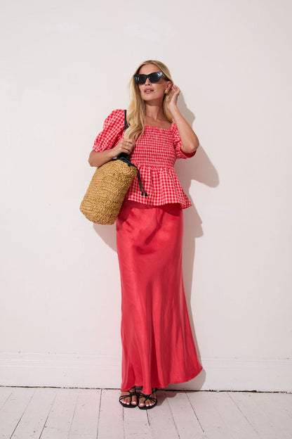Angel Coral Satin Skirt