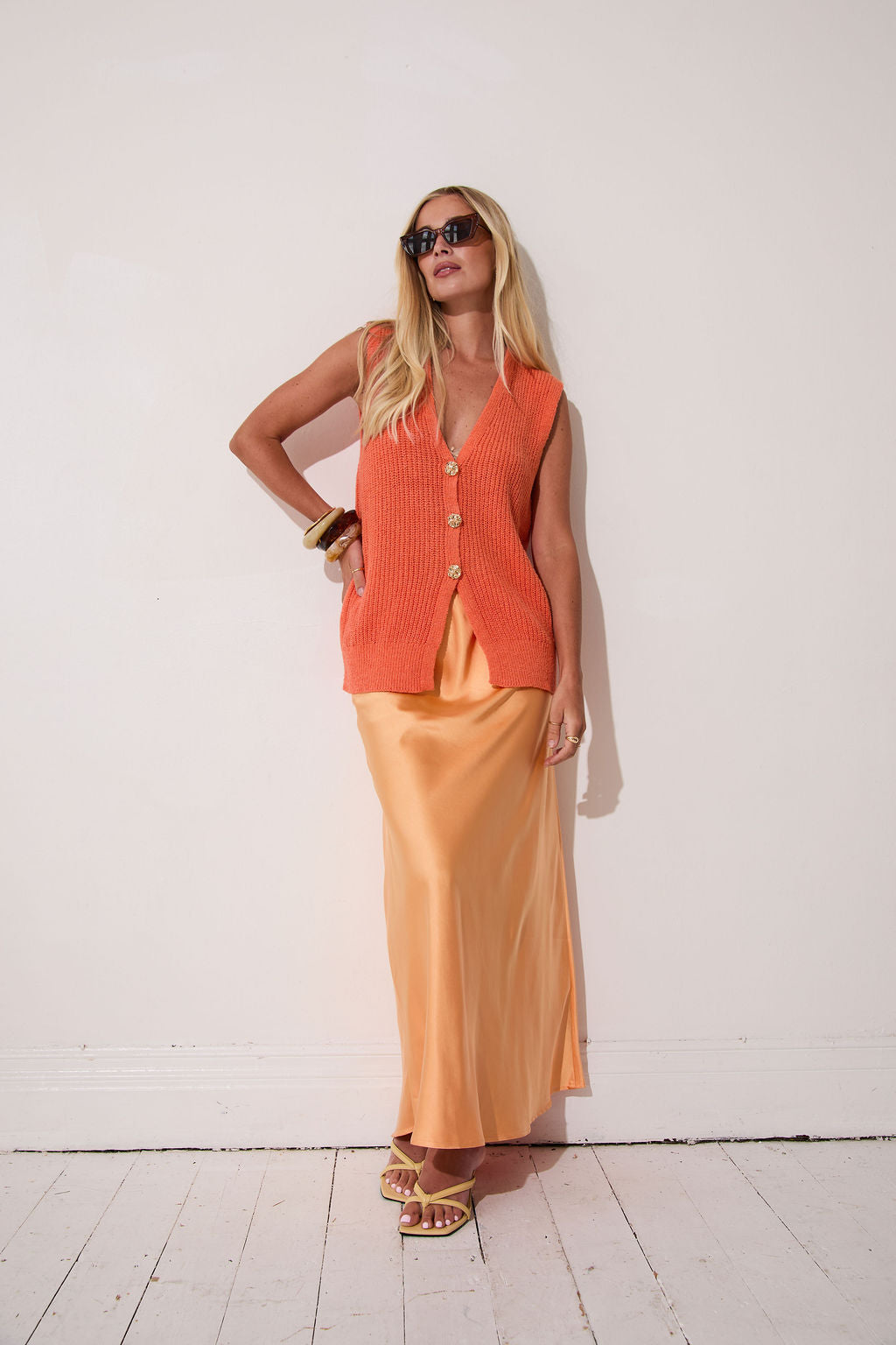 Angel Orange Satin Skirt