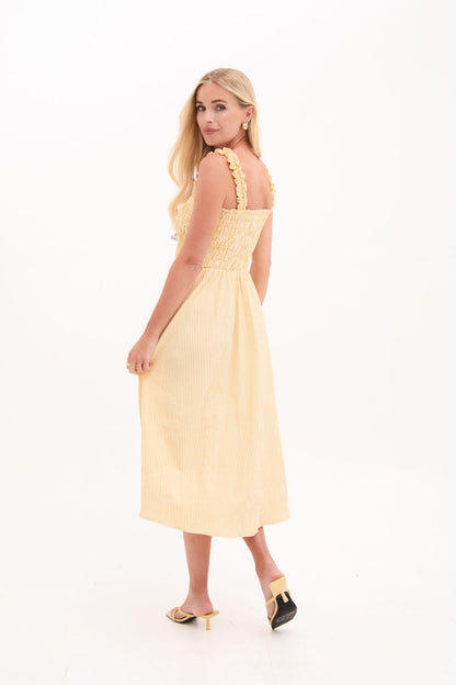 Katie Yellow & White Stripe Dress