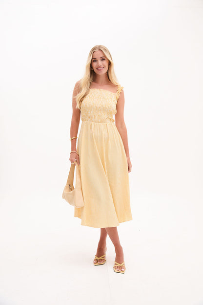 Katie Yellow & White Stripe Dress