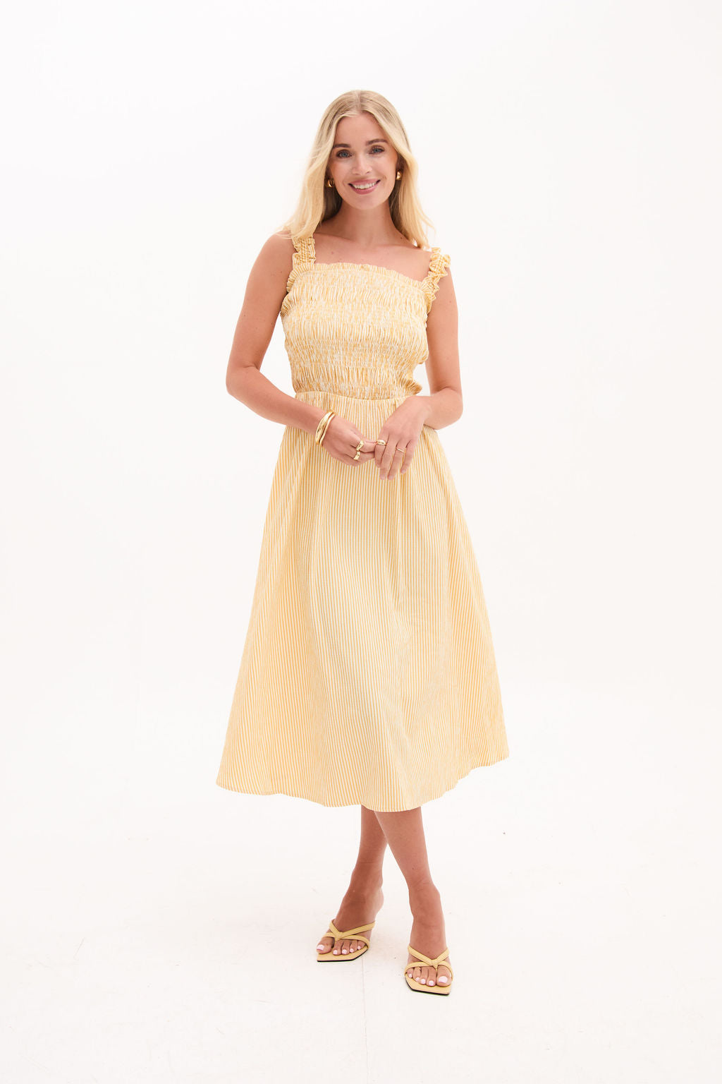 Katie Yellow & White Stripe Dress