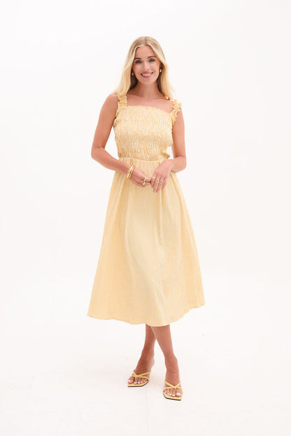 Katie Yellow & White Stripe Dress