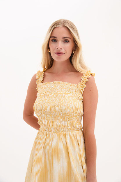 Katie Yellow & White Stripe Dress