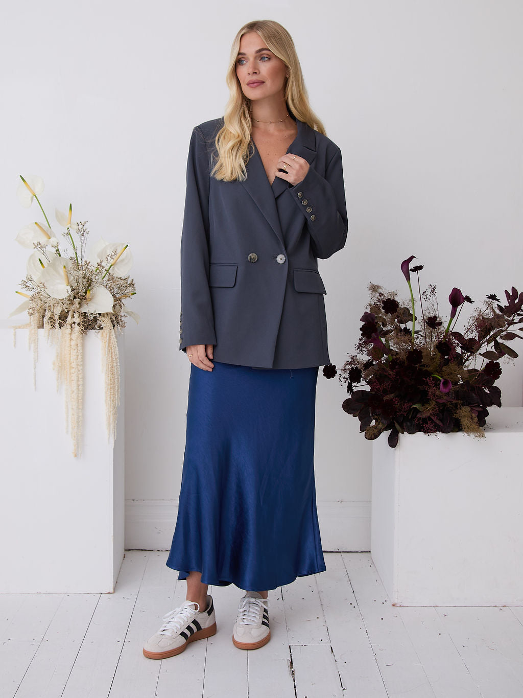 Angel Navy Satin Skirt