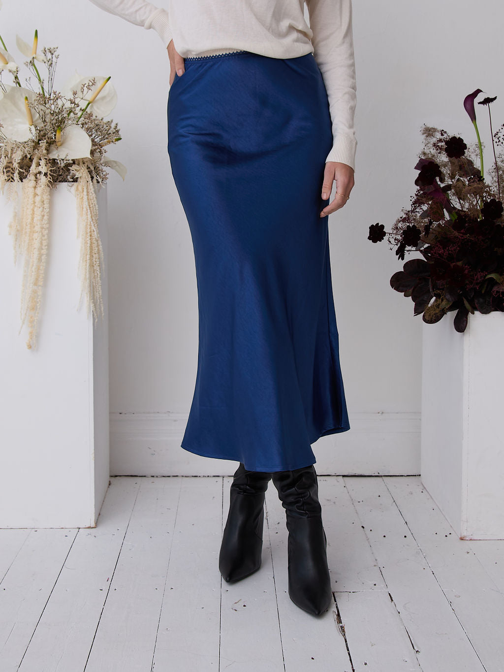 Angel Navy Satin Skirt