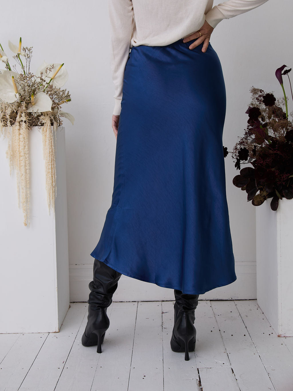Angel Navy Satin Skirt