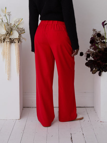 Lucia Premium Red Wide Leg Comfort Trouser