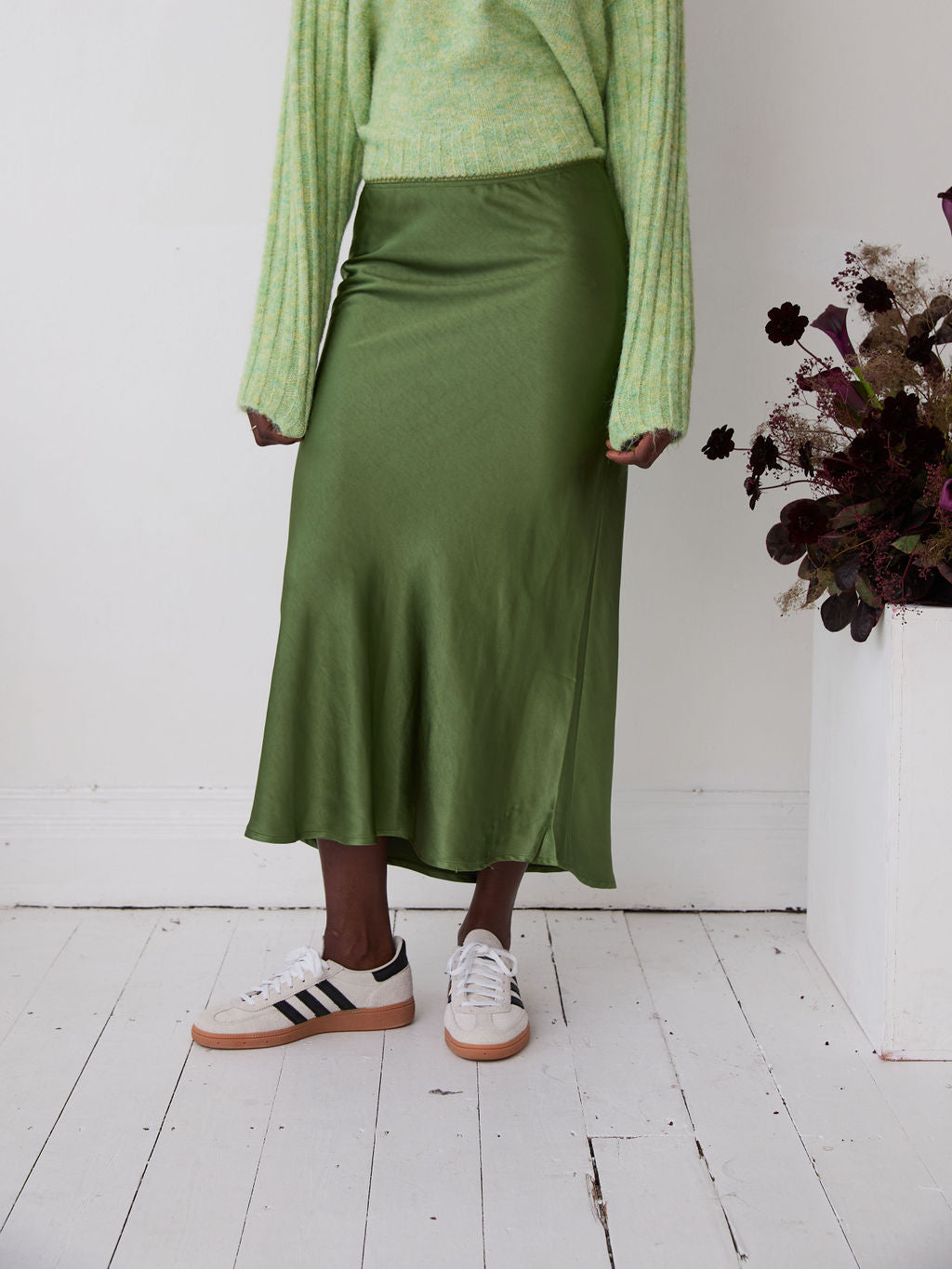 Angel Khaki Satin Skirt