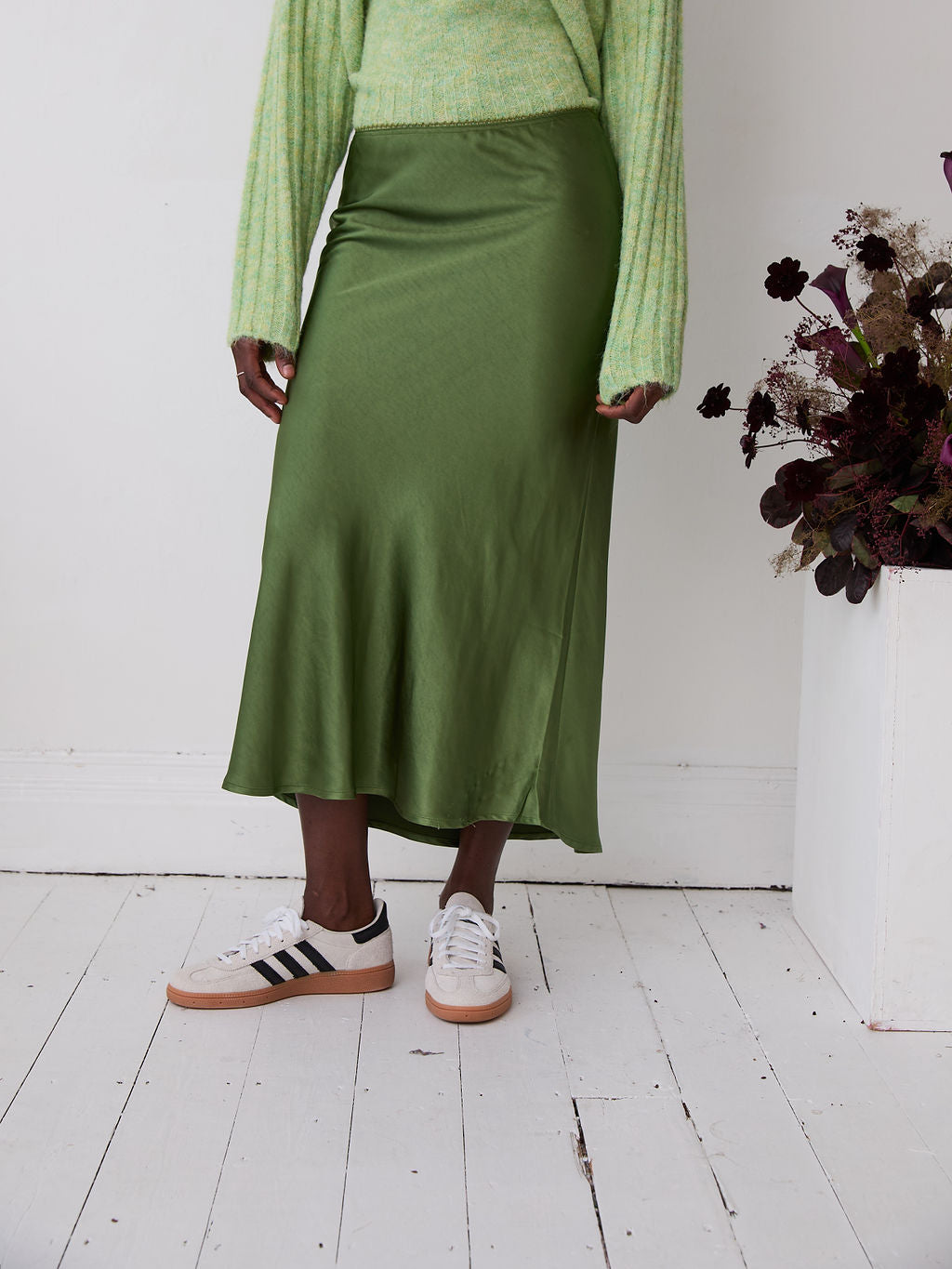 Angel Khaki Satin Skirt