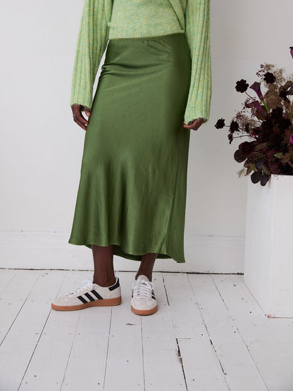 Angel Khaki Satin Skirt