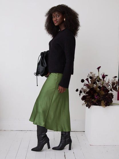 Angel Khaki Satin Skirt