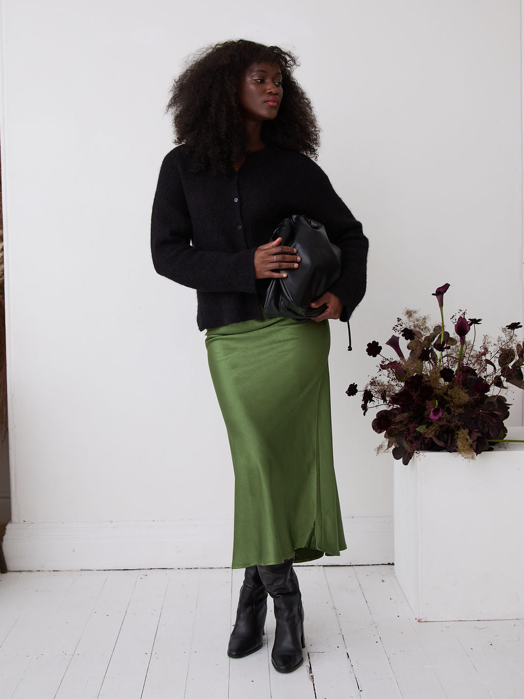 Angel Khaki Satin Skirt