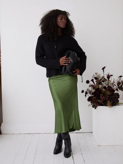 Angel Khaki Satin Skirt