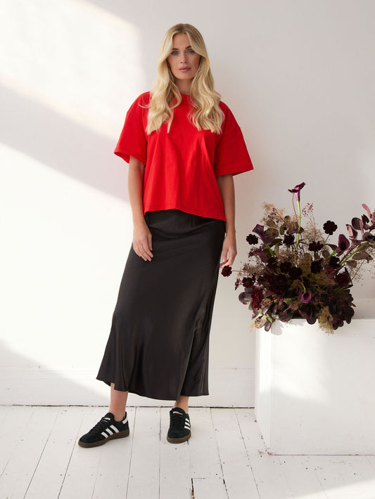 Angel Black Satin Skirt