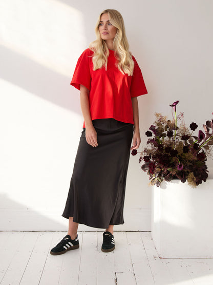 Angel Black Satin Skirt
