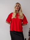 Sara Red Premium Cotton Oversized T-Shirt
