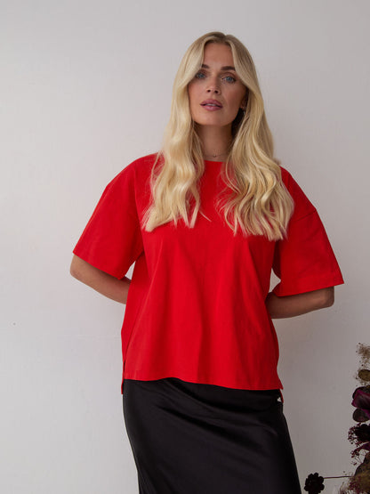 Sara Red Premium Oversized T-Shirt
