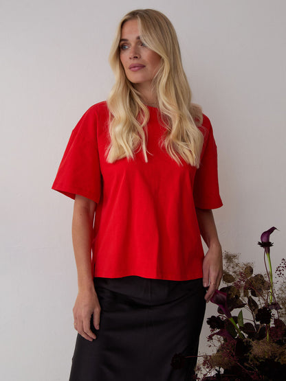 Sara Red Premium Oversized T-Shirt