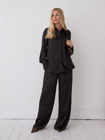Ebba Black Satin Trousers