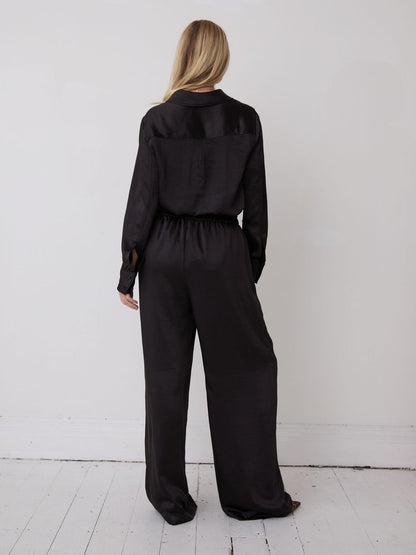Ebba Black Satin Trousers