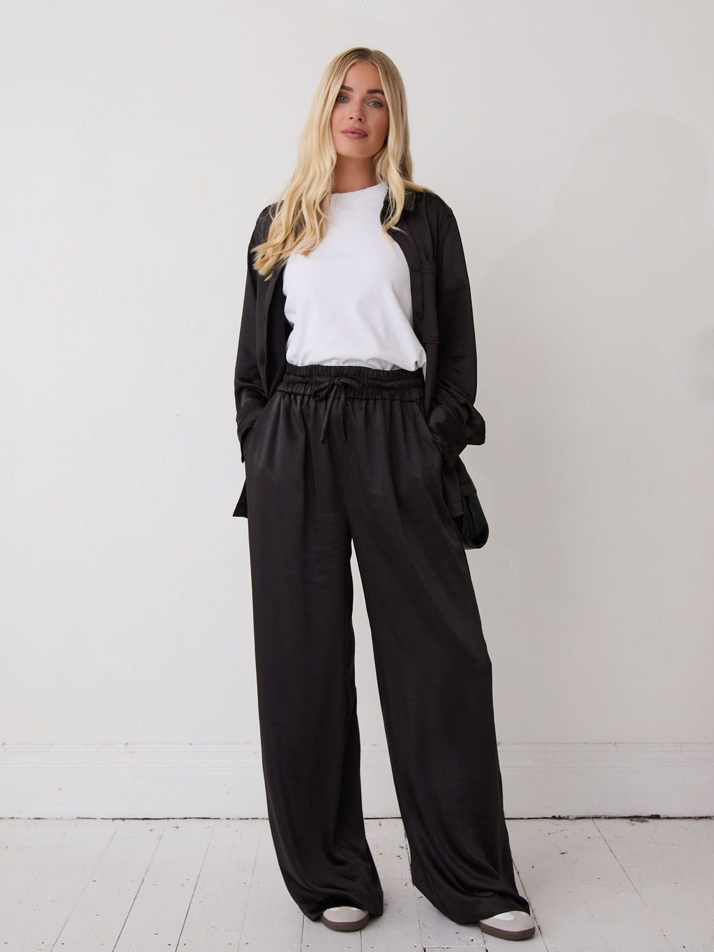 Ebba Black Satin Trousers