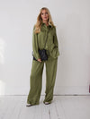 Ebba Khaki Satin Trousers