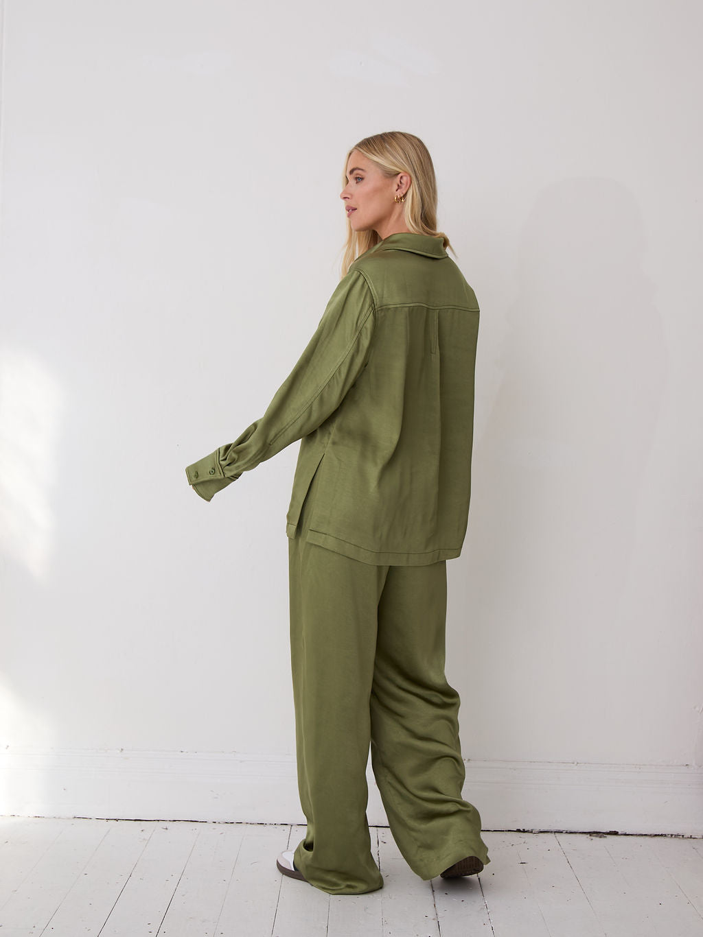 Ava Khaki Satin Shirt