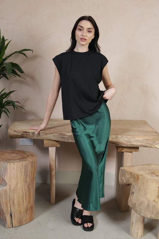 Green Satin Skirt