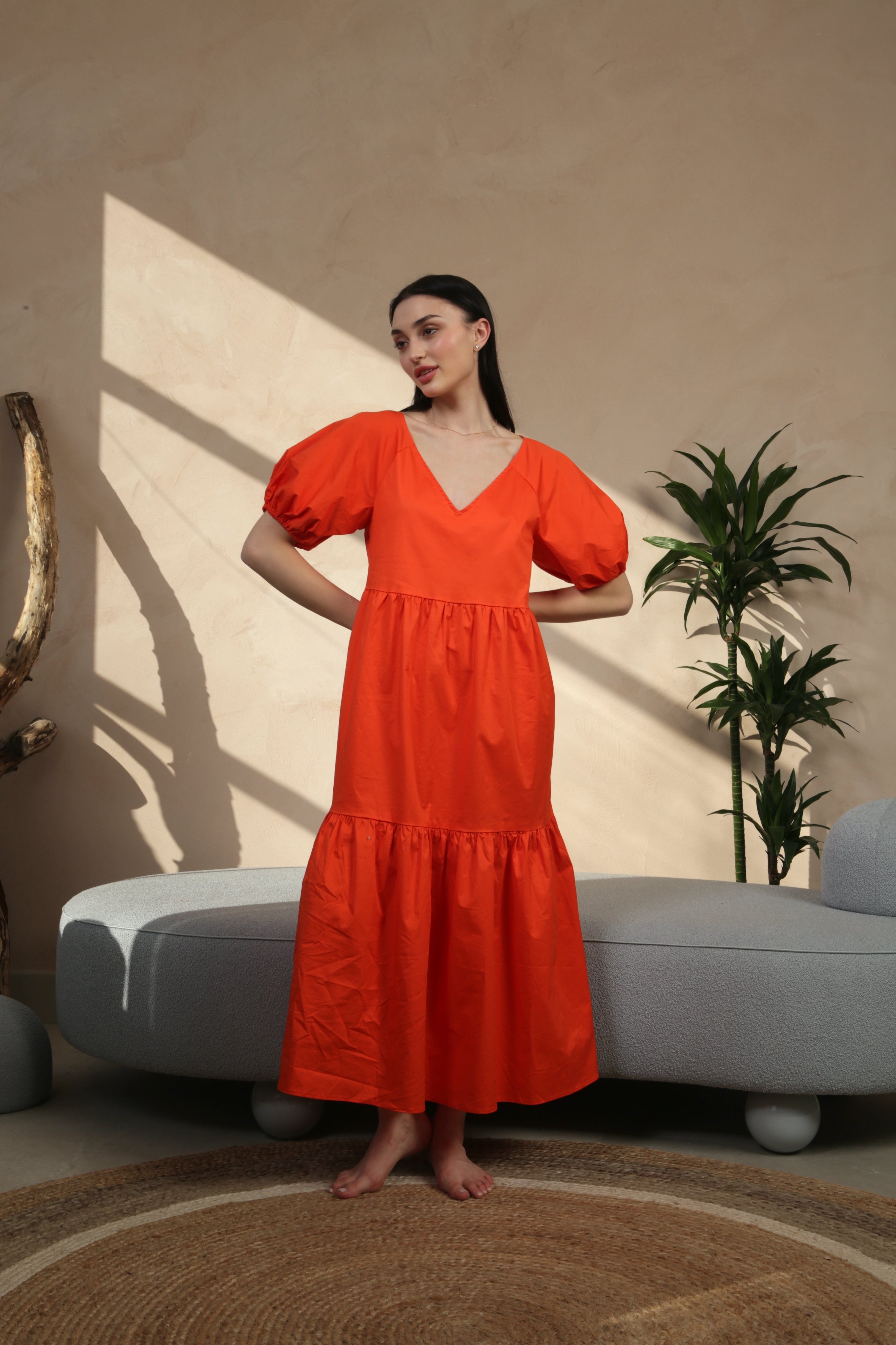 Cotton poplin midi sales dress