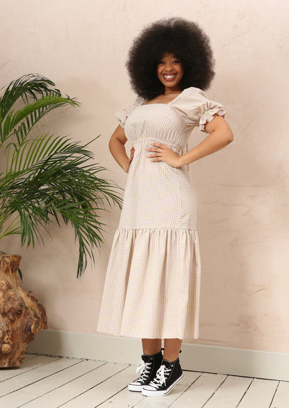 Eliza Gingham Smock Midi Dress