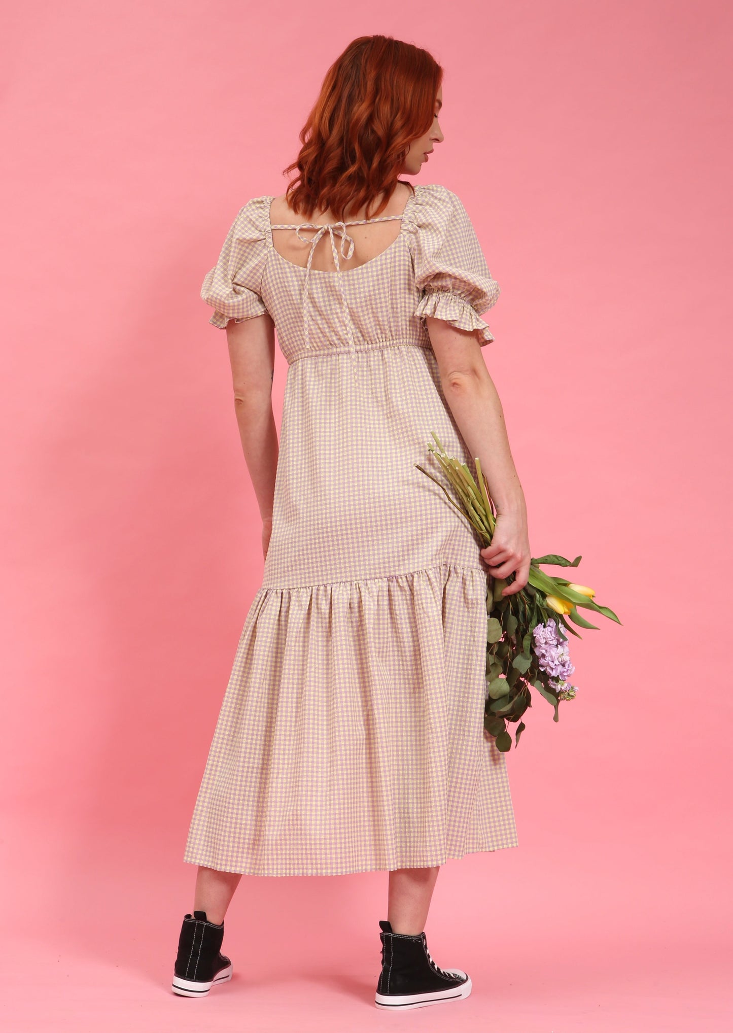 Eliza Gingham Smock Midi Dress