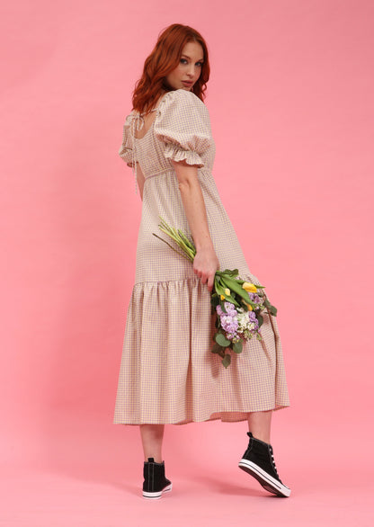 Eliza Gingham Smock Midi Dress