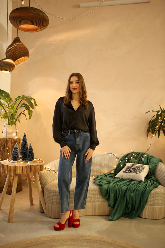 Black Satin Shirt