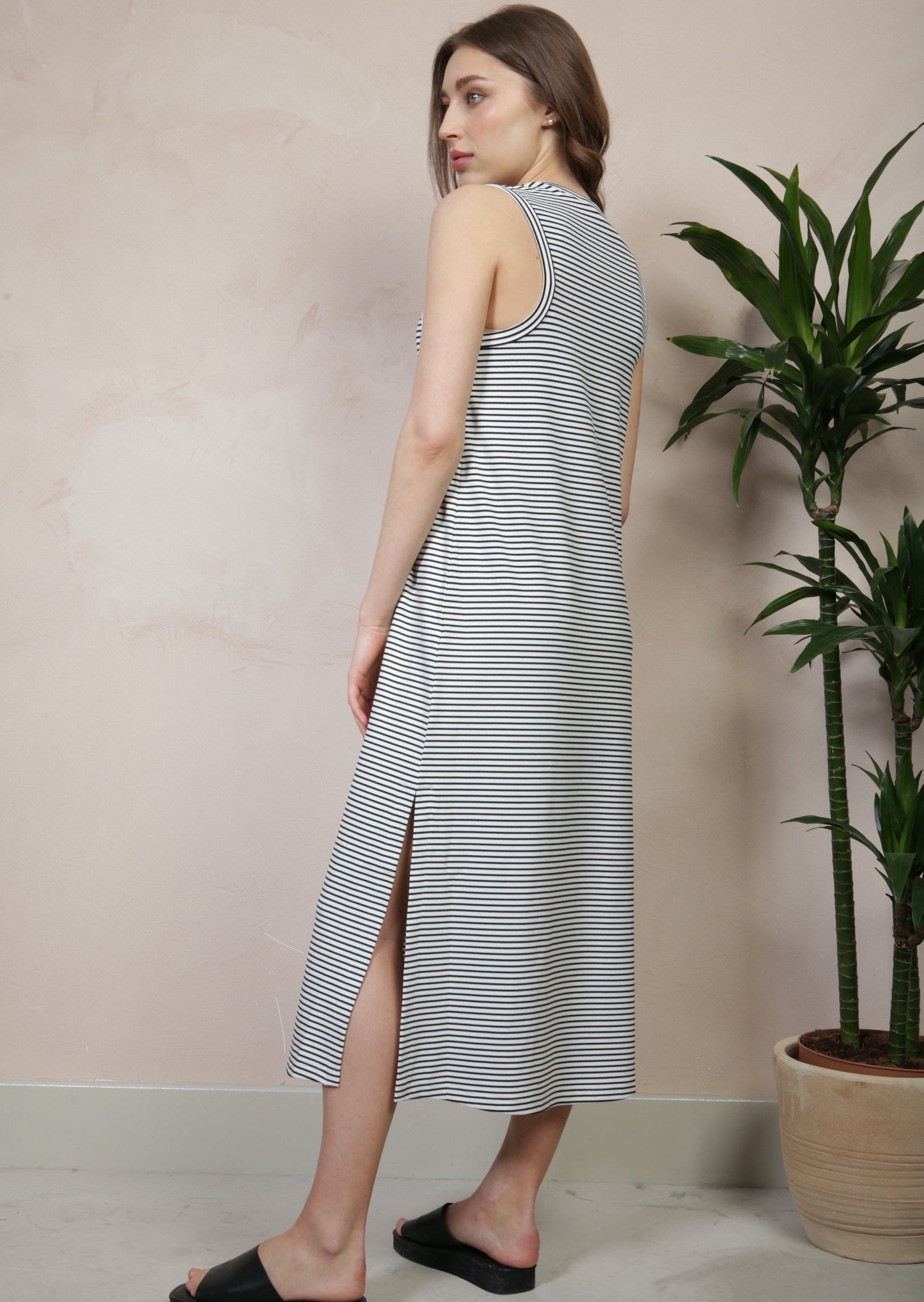 Stripe Knit Midi Dress