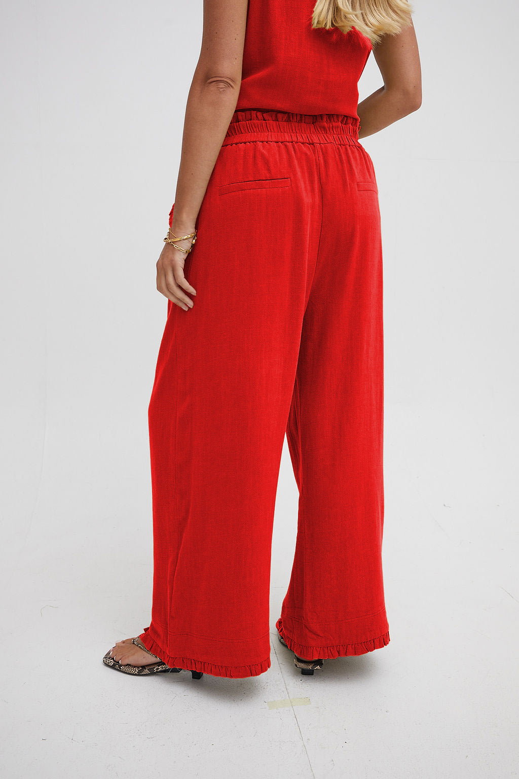 Isla Red Ruffle Hem Culottes